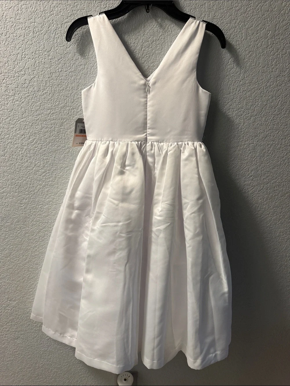 Girls' White Satin Bow-Accent Dress
